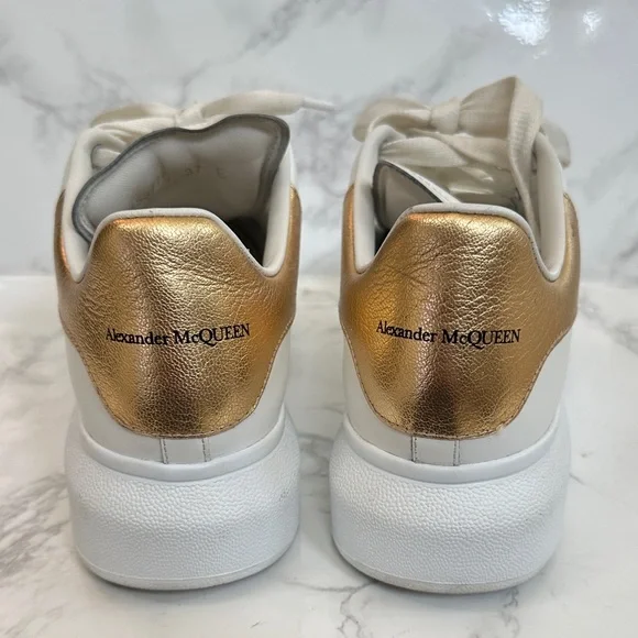 Alexander McQueen Women's Sneakers in White and Gold - Picture 3 of 14